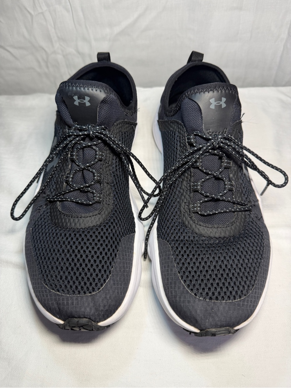 Under Armour Men’s Black Mesh Athletic Sneakers with White Sole
